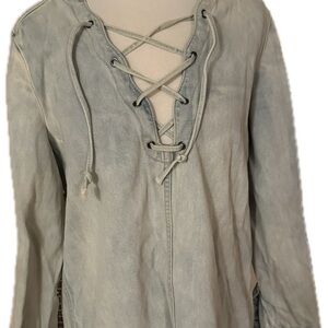 Free People Denim Lace-Up Tunic